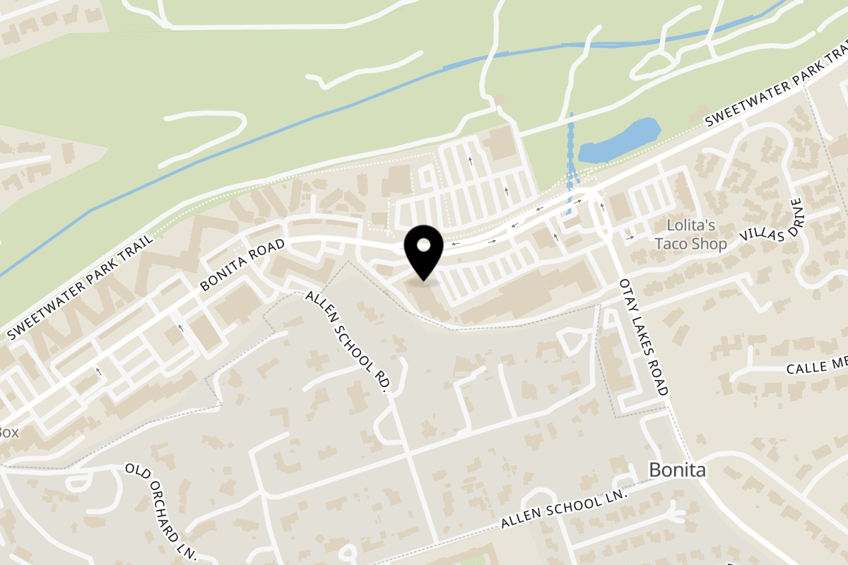 Map showing the location of Romesco Mexiterranean Bistro on 4346 Bonita Rd in Bonita